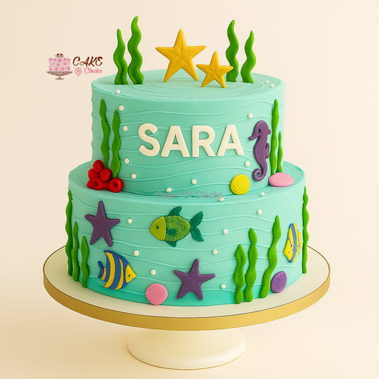 Underwater Aqua Theme Cake