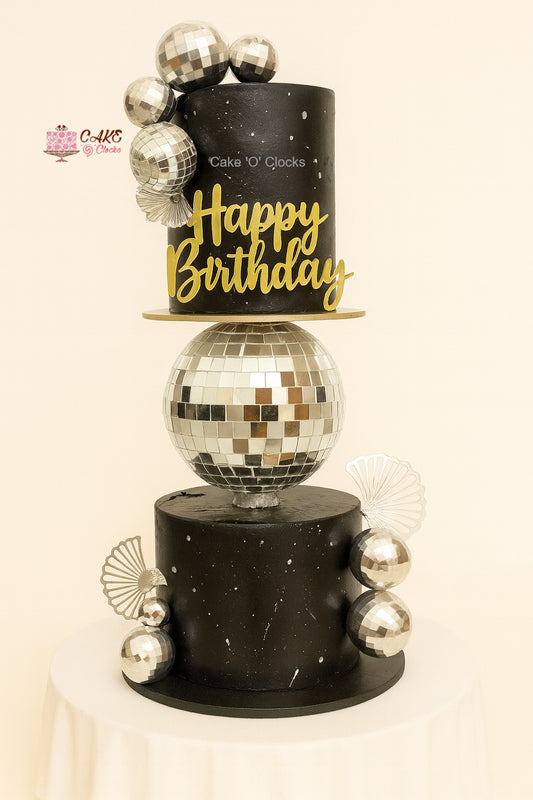 Black Disco Ball Birthday Cake