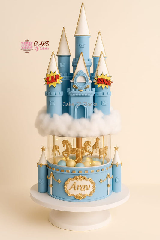 Blue Castle Carousel Cake