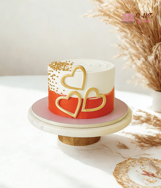 Golden Hearts Anniversary Cake