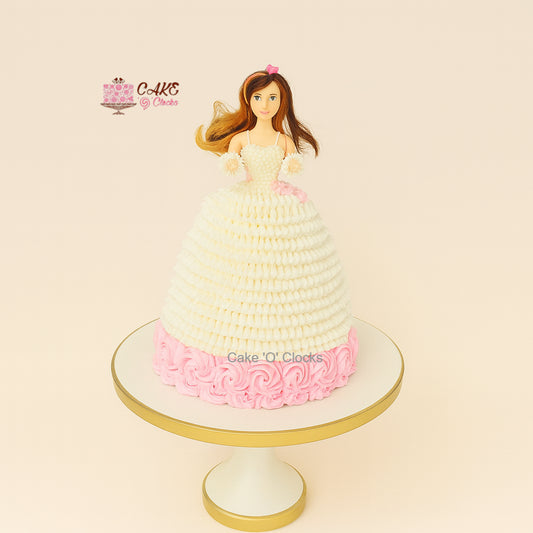 Elegant White & Pink Doll Cake