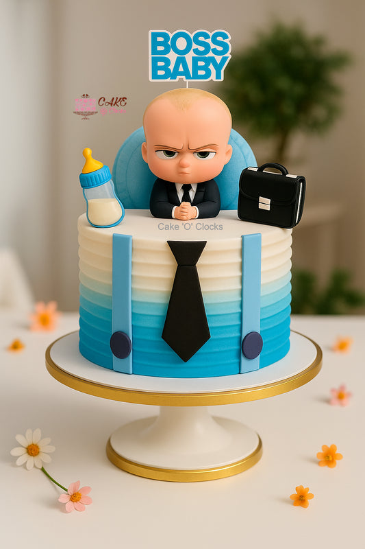 Blue Ombre Boss Baby Cake