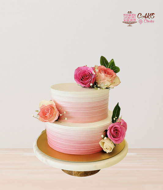 Elegant Floral Two-Tier Cake
