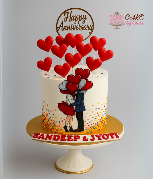 Romantic Couple Anniversary Cake