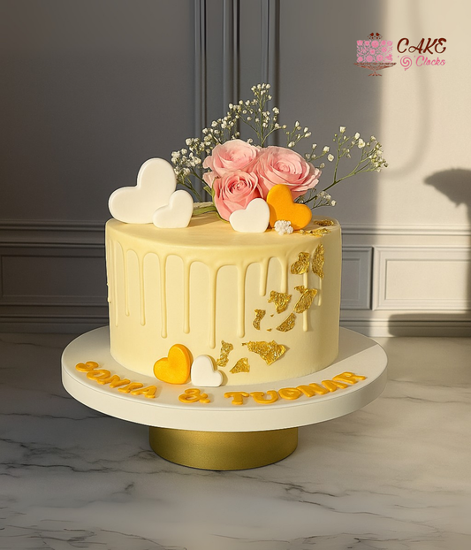 Golden Hearts Drip Cake