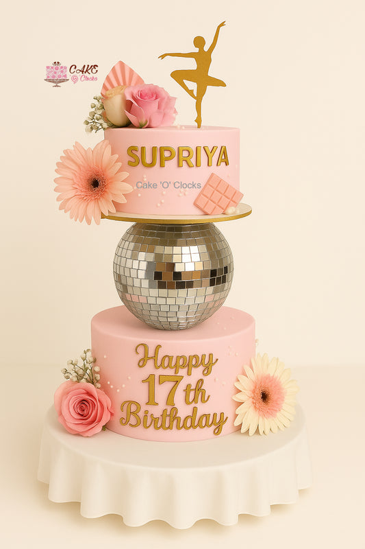 Ballet & Flowers Pink Birthday Cake