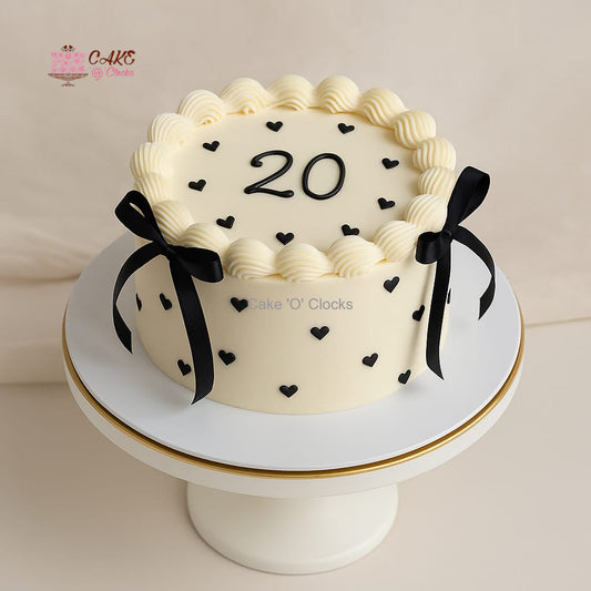 Minimal Black & White Bow Cake