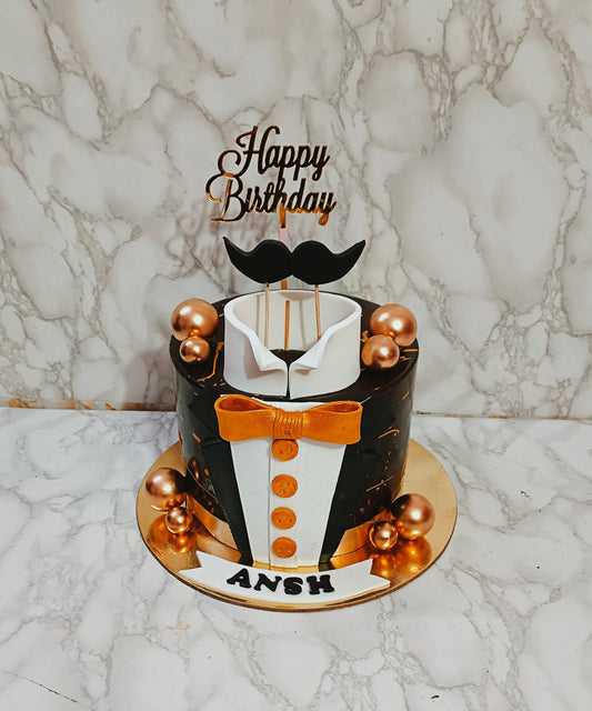Black & Gold Tux Cake