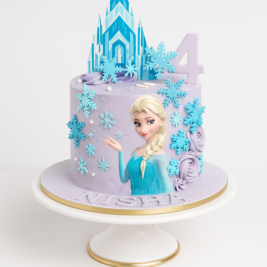 Elsa Snowflake Castle Cake