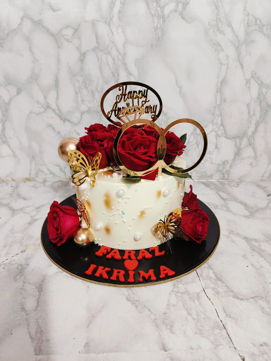 Golden Love Anniversary Cake