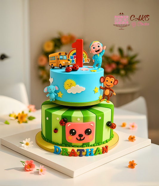 Two Tier Cartoon Birthday Cake