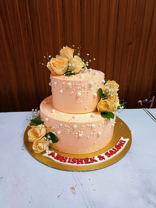 Two-Tier Floral Wedding Cake
