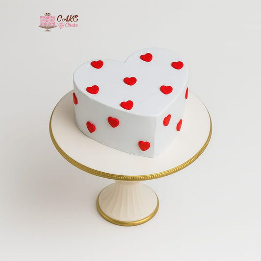 White Heart With Red Hearts Bento Mini Cake