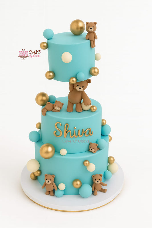 Multi-Tier Teddy Bear Anti-Gravity Cake
