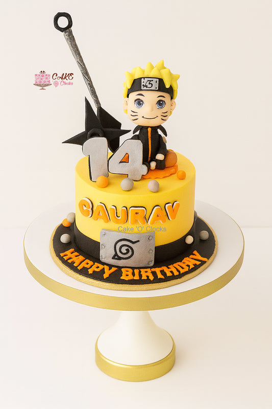 Naruto Birthday Cake with Figurine Topper