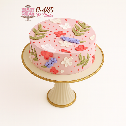 Pink Floral Garden Cake