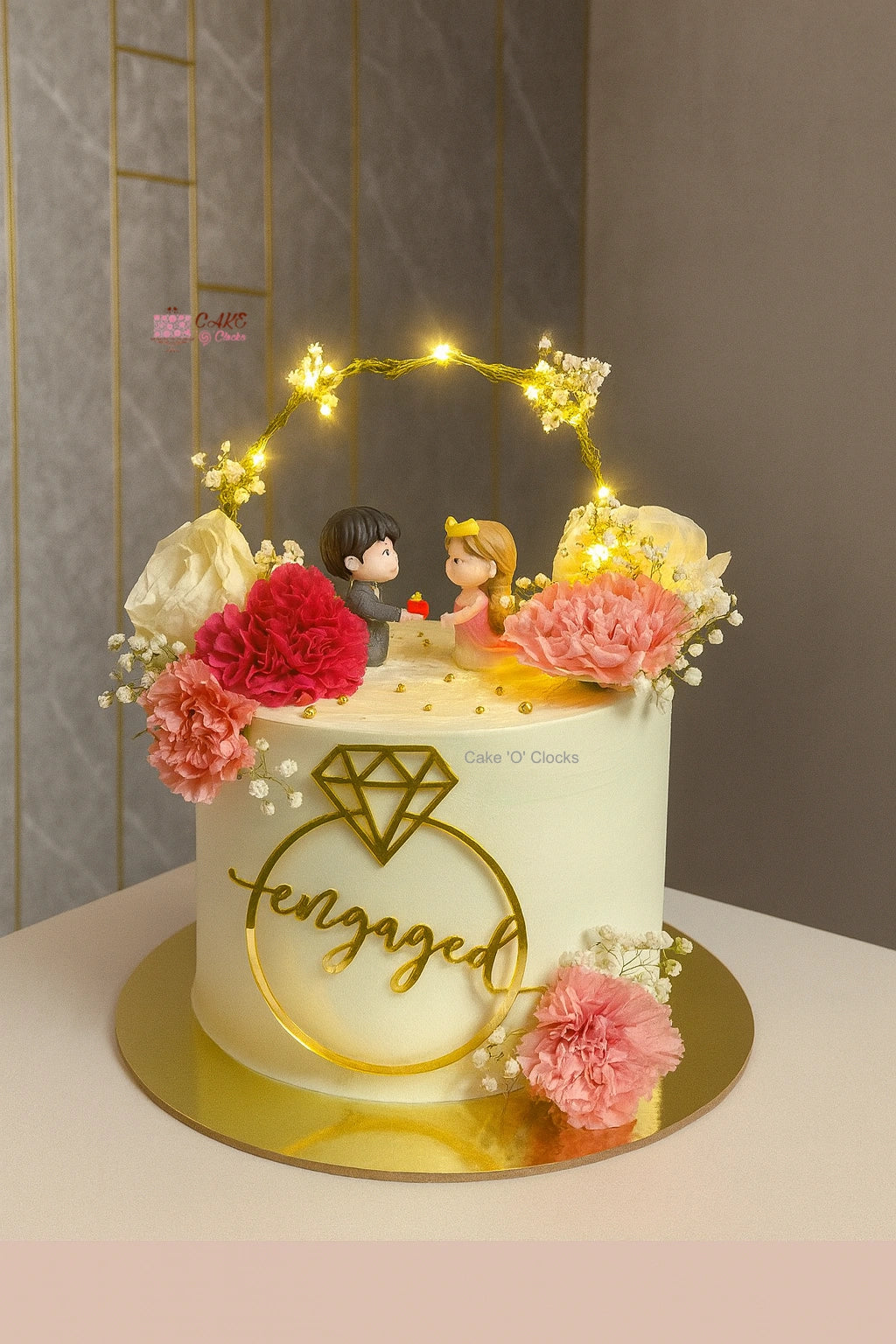 Blooming Proposal Engagement Cake