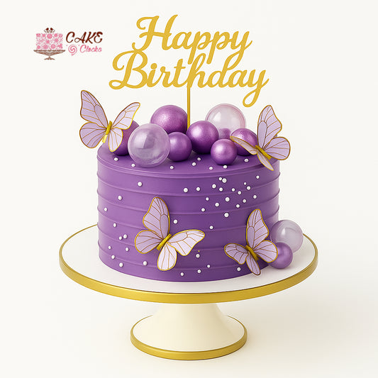 Purple Butterfly Birthday Cake