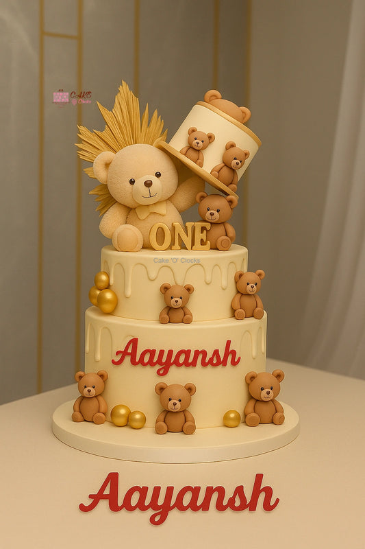 Golden Teddy Celebration Cake