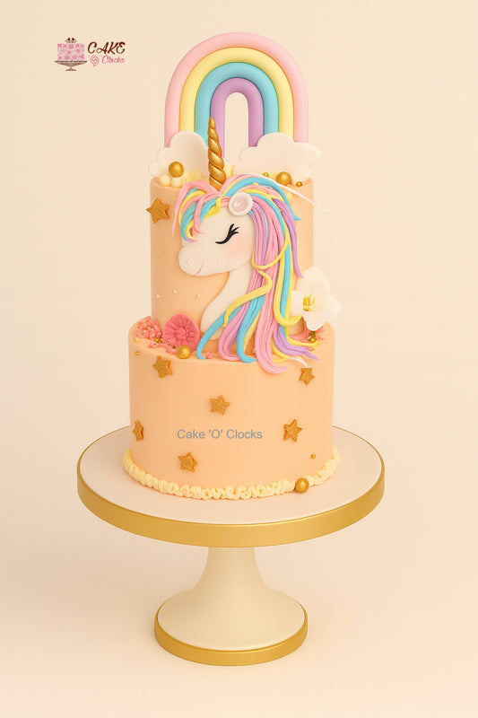Golden Rainbow Unicorn Cake