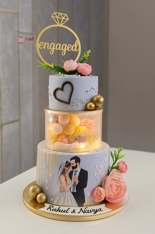 Golden Engagement Glow Cake