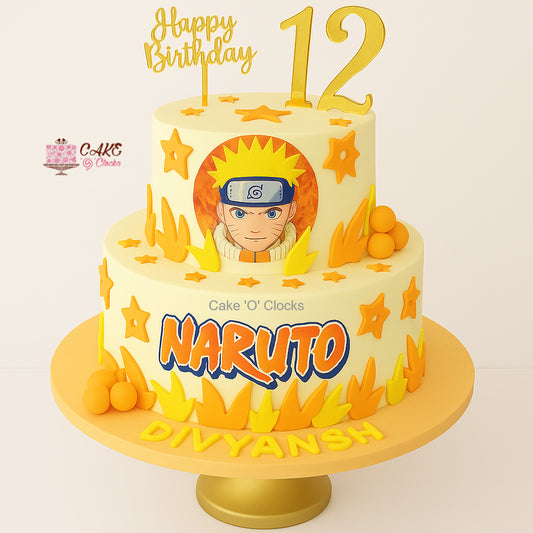 Naruto 2-Tier Birthday Cake with Stars