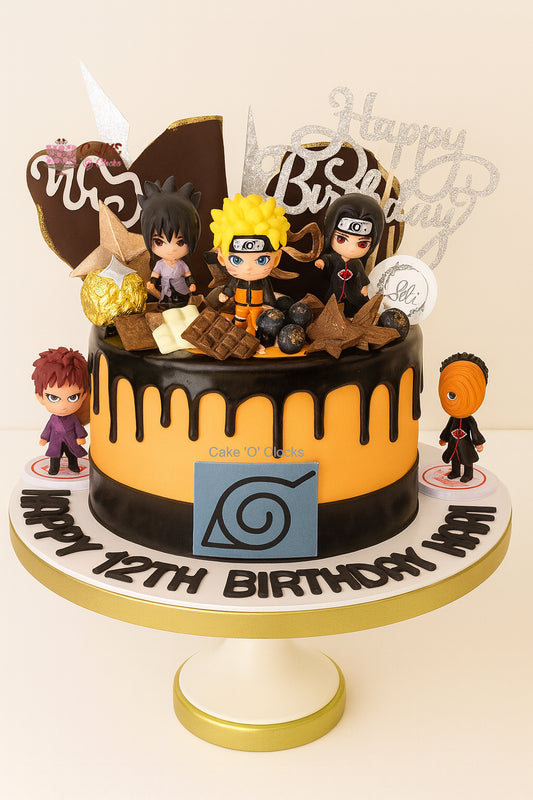 Naruto Drip Cake with Anime Figurines