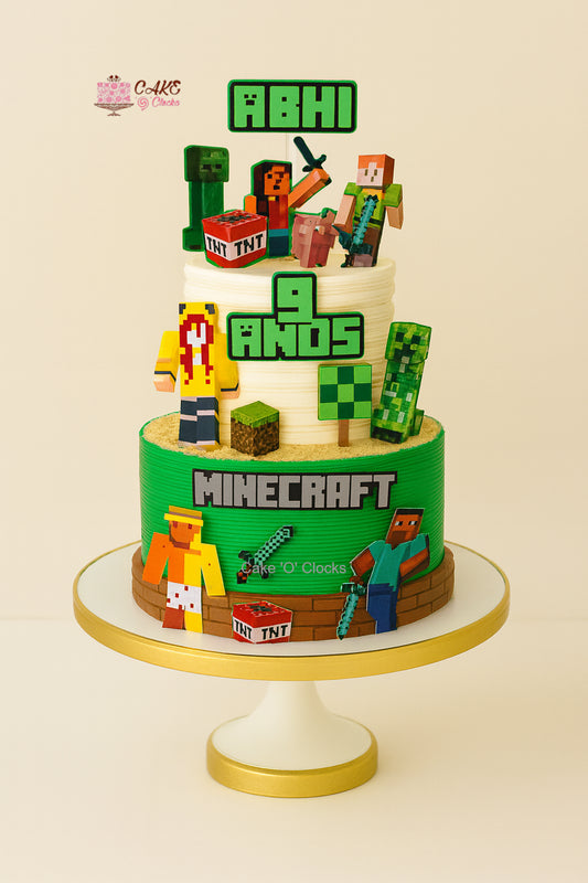 Double-Tier Minecraft Adventure Cake