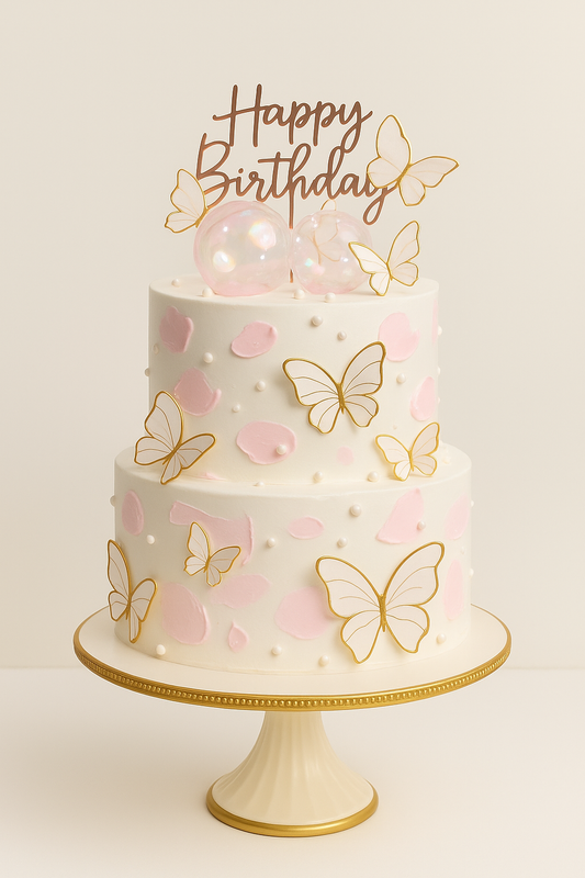 Pink Pearl Butterfly Tier Cake