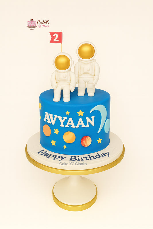 Astronaut Birthday Cake with Name