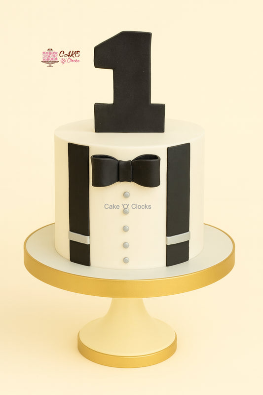 Elegant Tuxedo First Birthday Cake