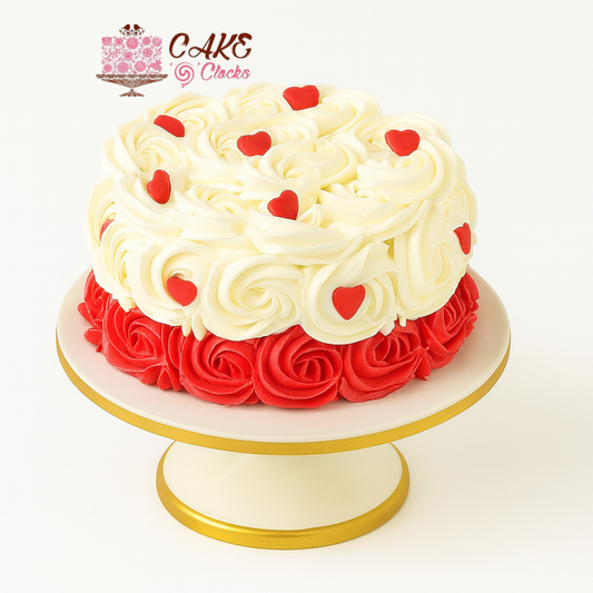 Red & White Rosette Cake