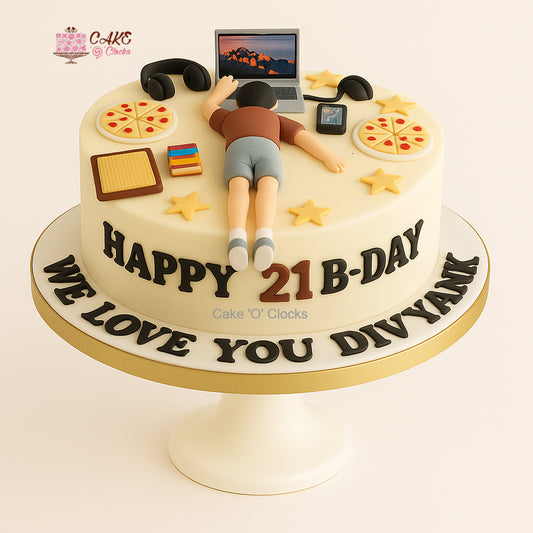Laptop & Pizza Workaholic Cake